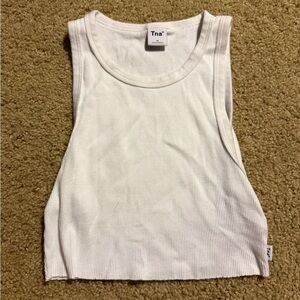 TNA White Sleeveless Crop Tank Top